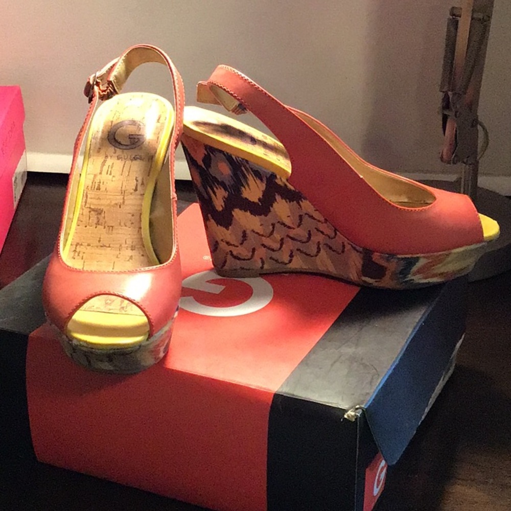 G by Guess peep toe wedge sandals